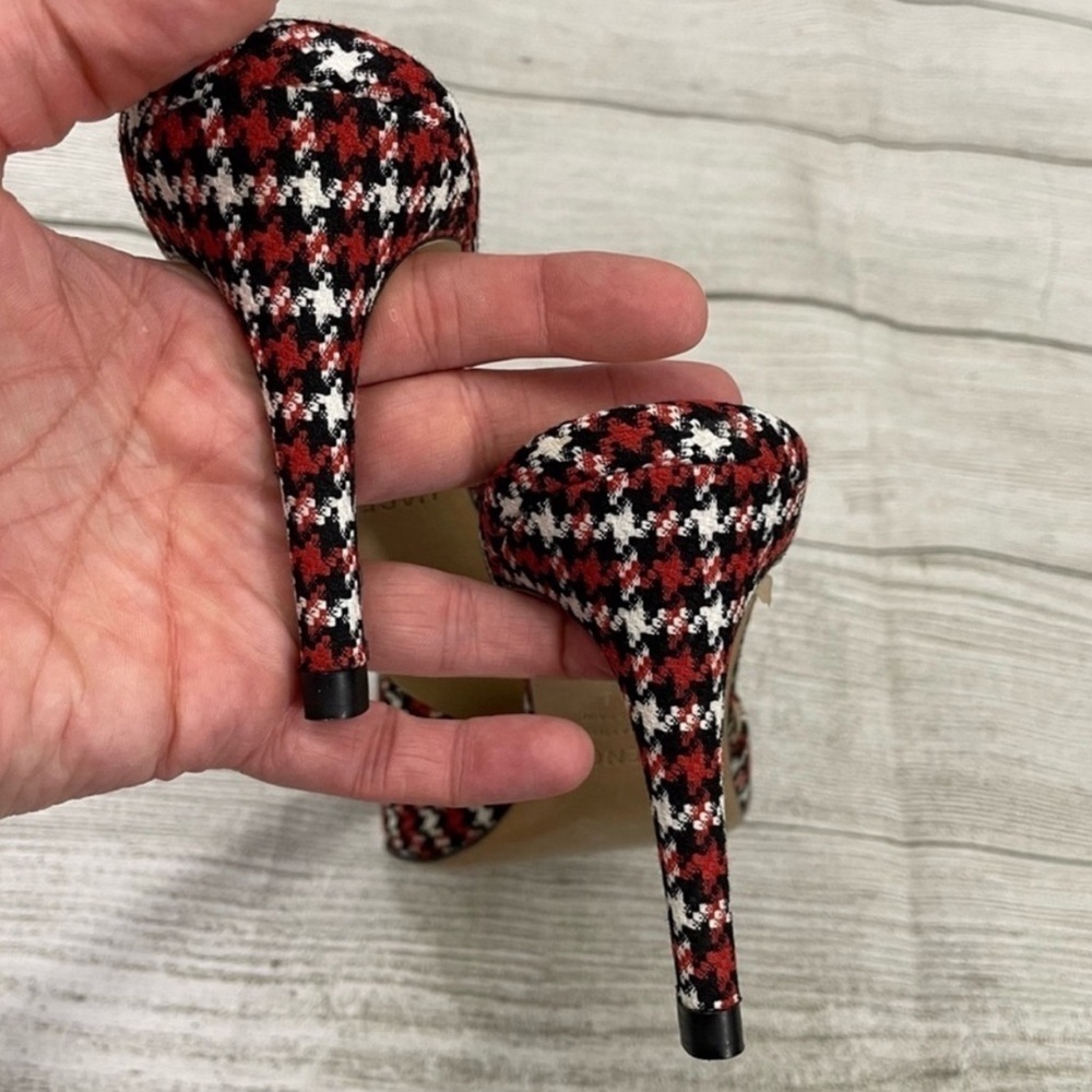 L'AGENCE Red and Black Houndstooth Heels - Picture 4 of 9